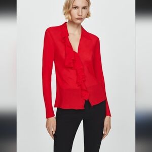 V-neck ruffled blouse